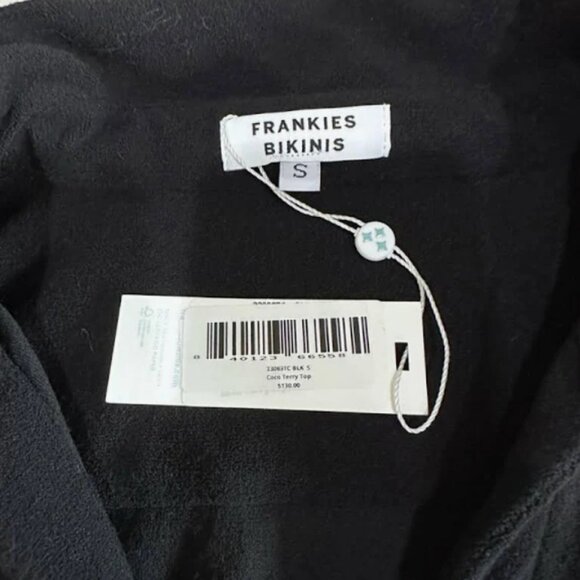 NWT Frankie’s Bikinis Black Coco Terry Button Up Shirt Small 🖤 - Picture 7 of 7